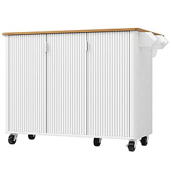 STILVORA Îlot de cuisine MDF Blanc plateau rabattable & 3 portes 130x75x92 cm