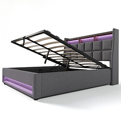 Acheter Blossom Paris Lit capitonné avec USB 160x200cm, LED double avec lattes cadre métal, cadre en lin, jeunesse