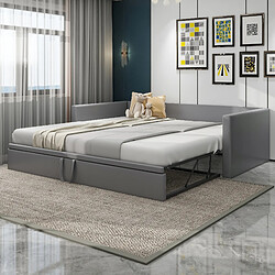 Blossom Paris Lit capitonné canapé-lit escamotable 90/180x200cm avec lattes, multifonctionnel en velours doux pour la peau, gris