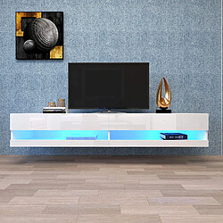 STILVORA Meuble TV Blanc avec éclairage LED appli design mural 140x40x30,5 cm