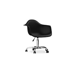 ICONIK INTERIOR Chaise de bureau avec accoudoirs - Chaise de bureau à roulettes - Weston Noir pas cher