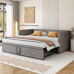 Blossom Paris Lit capitonné canapé-lit escamotable 90/180x200cm avec lattes, multifonctionnel en velours doux pour la peau, gris
