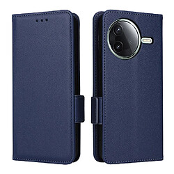 Avis Tongez Étui Pour Xiaomi Redmi K80 Boucle latérale Titulaire de fentes pour cartes Portefeuille Cuir PU Magnétique Bleu
