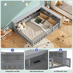 Avis Blossom Paris Daybed, 140*190cm, lit de jour, canapé-lit, côté lit avec compartiment de rangement, lit avec lattes, barrière, panneau de particules, avec prise et usb, gris