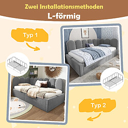 Avis Blossom Paris Lit capitonné daybed 90x190 cm, canapé-lit avec rangement hydraulique, lit enfant avec lattes métal, velours, gris