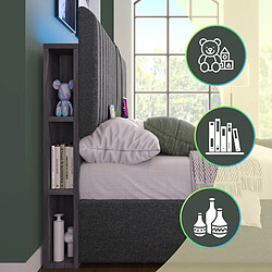 Acheter Blossom Paris Lit capitonné avec rangement, lit double LED commande App, USB Type-C, tête réglable, lattes bois, gris