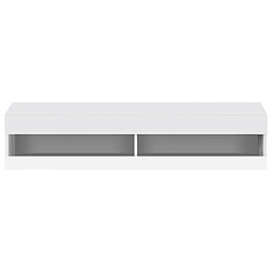 STILVORA Meuble TV Blanc avec éclairage LED appli design mural 140x40x30,5 cm