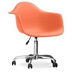 ICONIK INTERIOR Chaise de bureau avec accoudoirs - Chaise de bureau à roulettes - Weston Orange