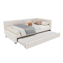 Blossom Paris Daybed 90x200cm, lit de jour avec lit roulant, canapé-lit, simple, style minimaliste, beige pas cher