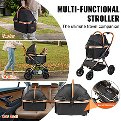 Vevor Poussette chien 30kg, 4 roues pivotantes avec freins, panier amovible pas cher