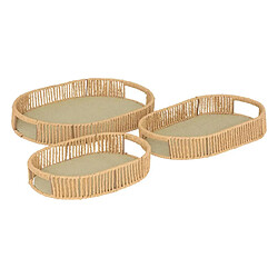 Atmosphera Lot de 3 Plateaux Ovales Ali 39cm Naturel
