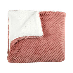 Avis Mes Plaid 140x200 cm en polyester rose et blanc