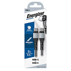 ENERGIZER Câble USB-C vers USB-C 2m Noir / Argent pas cher