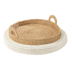 Paris Prix Plateau de Service Flottant Jonc de Mer 75cm Naturel & Blanc