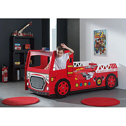 Paris Prix Pack - Lit Enfant & Matelas Camion de Pompier 90x200cm Rouge