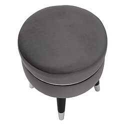 Avis Mauro Ferretti Tabouret rond en tissu gris avec pieds en bois ø 35 x 40,5 cm