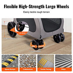 Avis Vevor Poussette chien 4 roues freins, charge 73kg, hauteur réglable, Oxford 600D