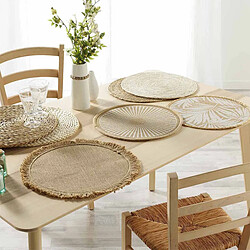 Douceur D'Interieur Set de Table Rond Paille de Jonc 38cm Naturel pas cher
