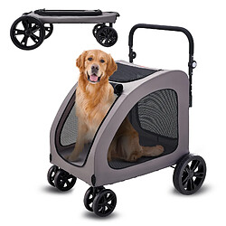 Vevor Poussette chien 4 roues freins, charge 73kg, hauteur réglable, Oxford 600D
