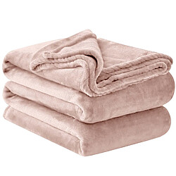 Inny Couverture Douce et Confortable 150×200cm à Texture Polaire Unie Beige