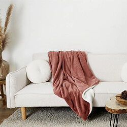 Mes Plaid 140x200 cm en polyester rose et blanc pas cher