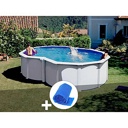 Kit piscine acier blanc Gré Varadero en huit 5,05 x 3,45 x 1,22 m + Bâche à bulles