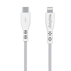 ENERGIZER Câble de Charge et de Données USB-C vers Lightning 1.2m Tressé Certifié MFi Blanc