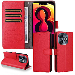 Acheter Flip Étui Pour TECNO Spark GO 2024 4G Fente pour crad Support de voiture magnétique Portefeuille Chargement sans fil Rouge