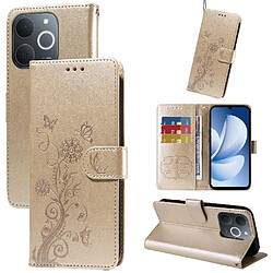 Avis Flip Étui Pour 4G Realme Note 70 Cuir Flip Fentes à cartes Fleur Doré
