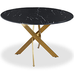 Paris Prix Table de Repas Ronde Rixa 120cm Noir & Or