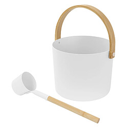 LuxeBath Ensemble de 2 Accessoires pour Sauna, Blanc en Aluminium et Bambou