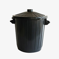 Poubelle ronde 50 L + couvercle à clip - noir - Gilac