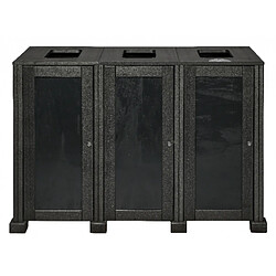 Station de Tri Sélectif en Matière Recyclée - 3 Flux - Noir Carbone - Probbax