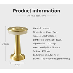 Lampe led à poser Tactile, Rechargeable USB, Intensité Variable pas cher