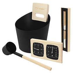LuxeBath Lot de 4 accessoires pour sauna seau 6L louche thermo-tygromètre et sablier