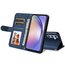 Acheter Étui Pour Samsung Galaxy M54 5G Supports de fente pour carte Antichoc Sangle courte Longue sangle Portefeuille Bleu
