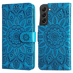 Étui Pour Samsung Galaxy S22 Cuir Housse de protection Flip Fentes pour cartes Bleu
