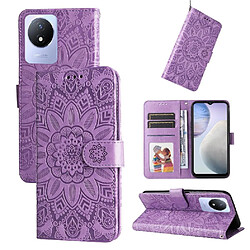 Acheter Étui Pour VIVO Y02 4G Housse de protection Cuir Fentes pour cartes Flip Violet