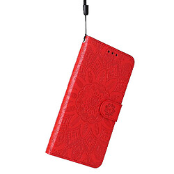 Acheter Étui Pour Xiaomi Redmi Note 10S 4G Fentes pour cartes Flip Housse de protection Cuir Rouge