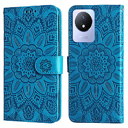 Étui Pour VIVO Y02 4G Housse de protection Cuir Fentes pour cartes Flip Bleu Étui Pour VIVO Y02 4G Housse de protection Cuir Fentes pour cartes Flip GANGXUN Bleu