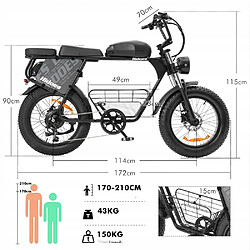 Acheter Vélo électrique - Hidoes B9 - Moteur 750W - Dual Batterie 48V 33.8Ah (18.2Ah + 15.6Ah) amovible - Autonomie 120km - Shimano 7-speed