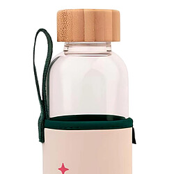 Line Friends BT21 Gourde en Verre 500ml Réutilisable Motif COOKY avec Étui Blanc / Vert