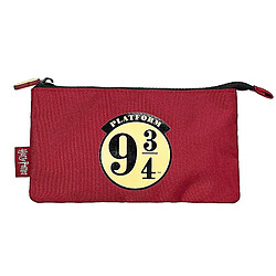 Harry Potter Trousse à Crayon avec 3 Compartiment Motif Platform 9¾ Hogwarts Express Bordeaux