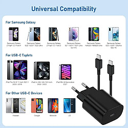 Acheter Chargeur Rapide 25W + câble 2m USB-C, Pour Samsung et Compatible Tous Smartphones USB-C - Noir
