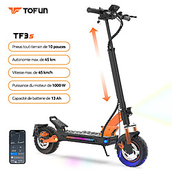 Trottinette électrique pour adultes TOFUN TF3s 1000W Moteur Fast-to-road Trottinette électrique réglable pousse la hauteur à une vitesse maximale de 45 km/h et une autonomie maximale de 45 km orange