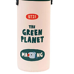 Line Friends BT21 Gourde en Verre 500ml Réutilisable Motif MANG avec Étui Blanc / Vert