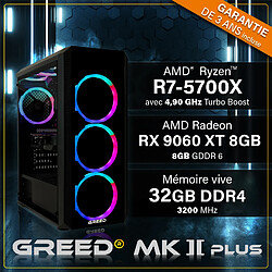 GREED - MK2 Plus - Gaming PC / Ordinateur - AMD Ryzen 7 5700X - Radeon RX 9060 XT- 32GO RAM - 1TO SSD - WLAN - Win11 Pro