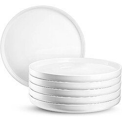 Vendos85 Assiettes blanches rondes 27 cm – lot empilable
