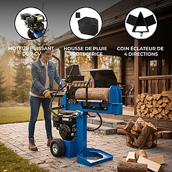 Monstershop Fendeur de Bûches 15 Tonnes Hydraulique Moteur 7 CV 520 mm Cage de Sécurité