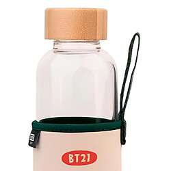 Line Friends BT21 Gourde en Verre 500ml Réutilisable Motif KOYA avec Étui Blanc / Vert